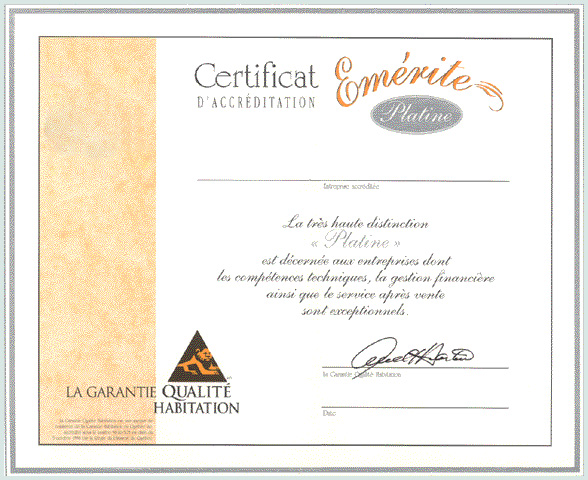 Certificat Émérite de qualité Habitation